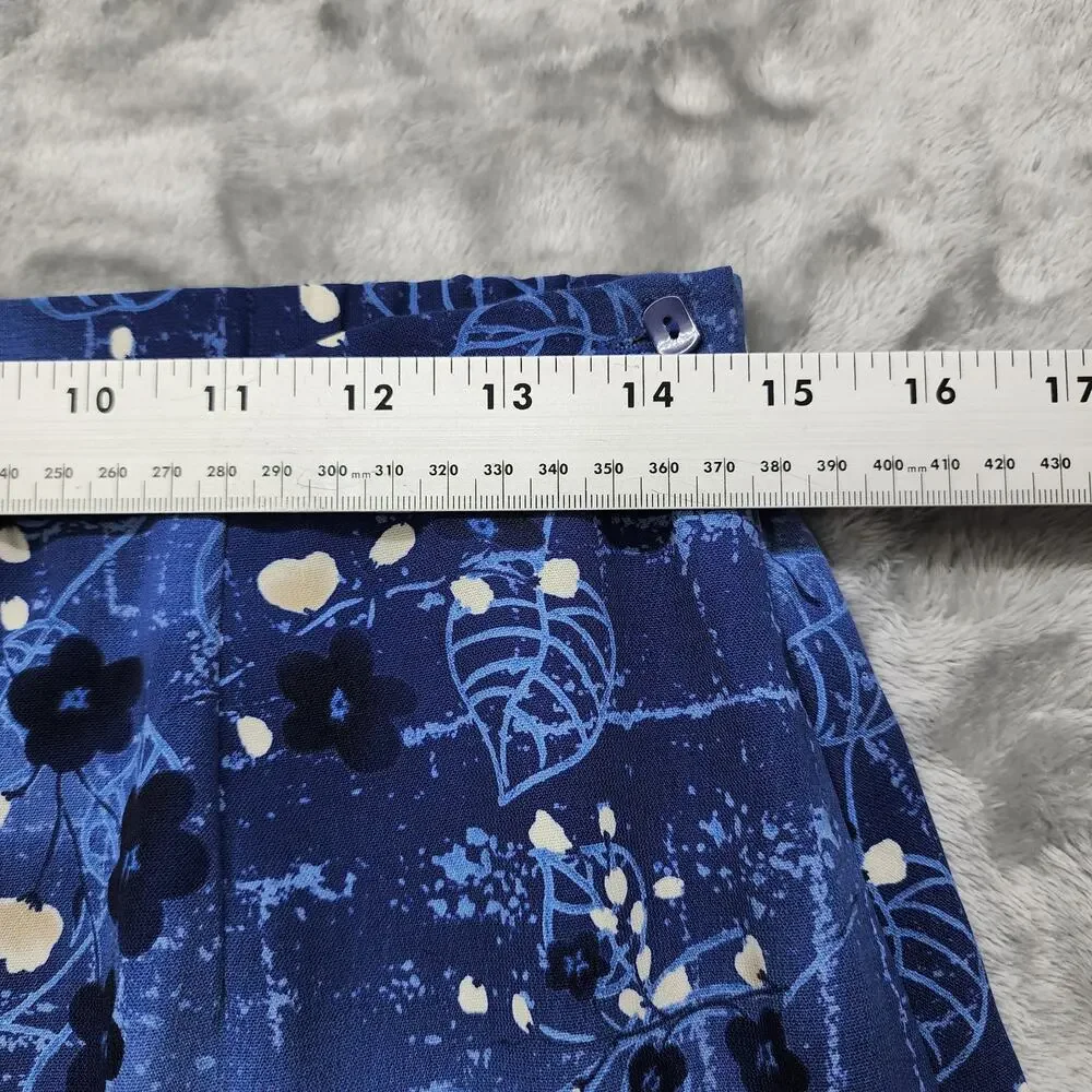 Vintage Sag Harbor Skirt Womens 12 Blue Floral Maxi Side Zip‎ Cottagecore Modest
